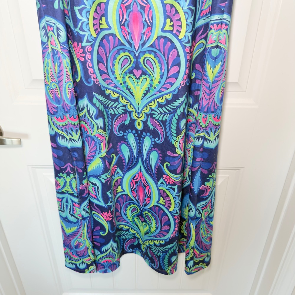 Shall We Women’s XL Multicolor Paisley Print Midi Dress Boho Dompamine Dressing - Picture 4 of 8